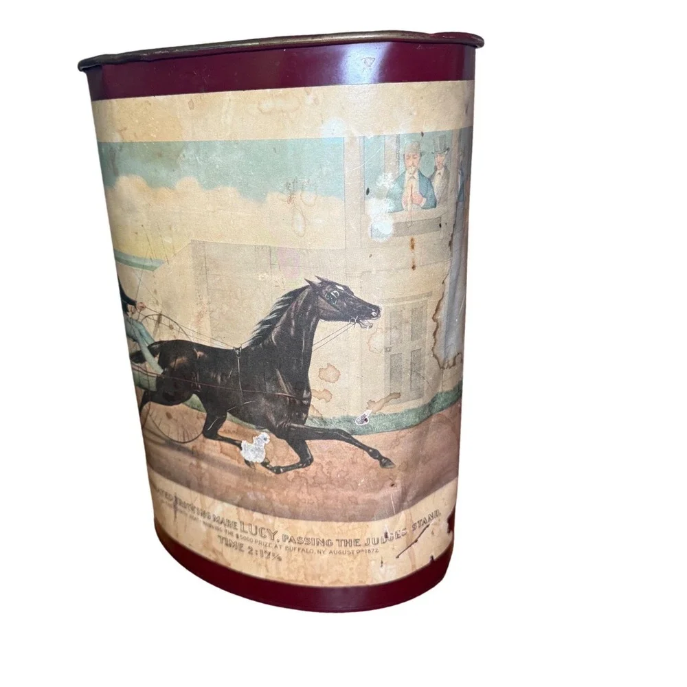 Vintage Keller-Charles Philadelphia Trotting Mare Lucy Metal‎ Wastebasket 1872